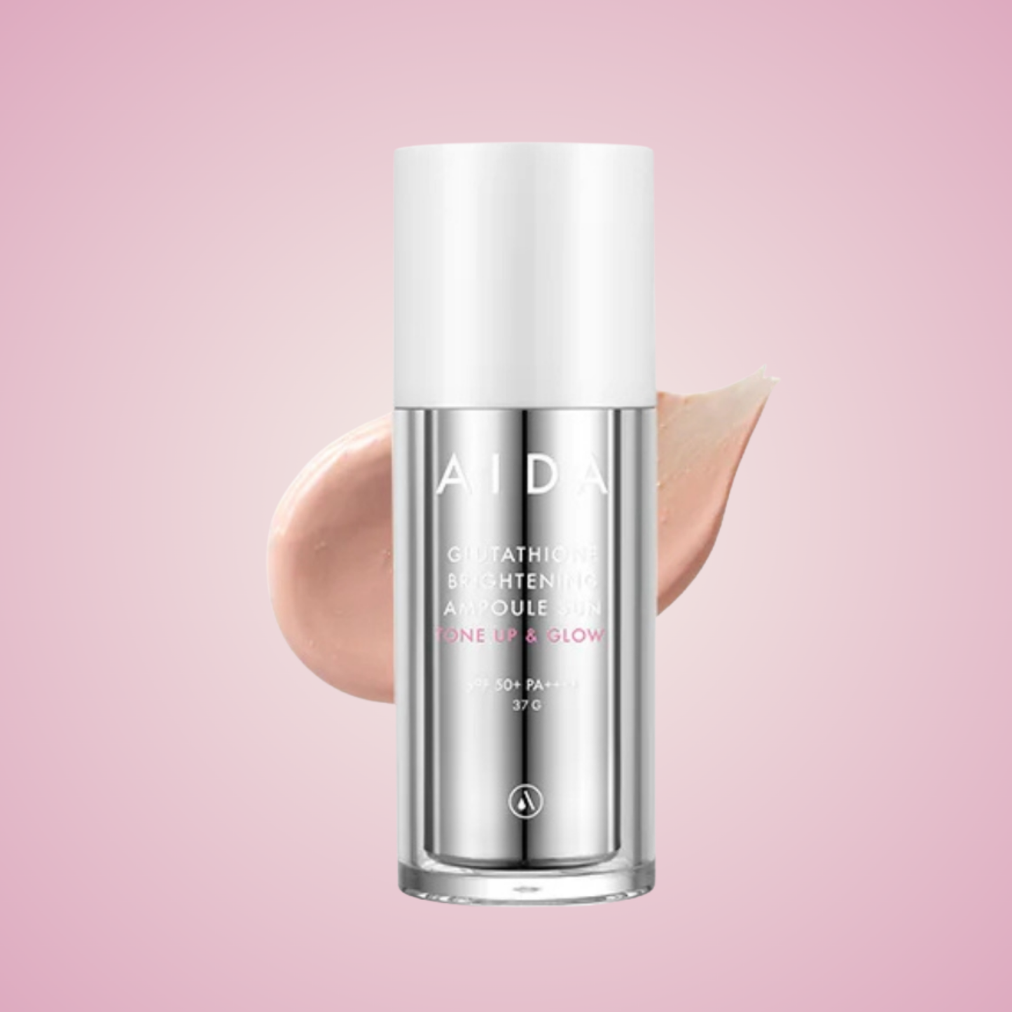 AIDA Glutathione Brightening Ampoule Sun with creamy pink texture – glowy brightening sunscreen
