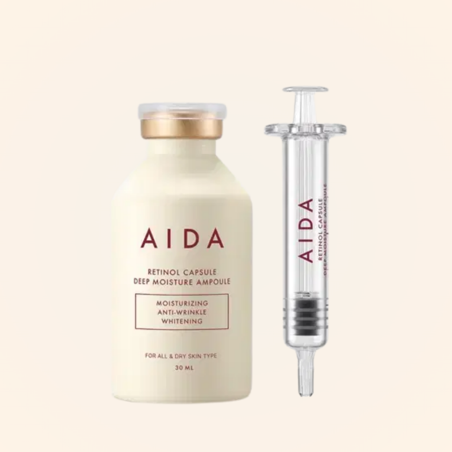 AIDA Retinol Capsule Deep Moisture Ampoule with syringe– moisturizing and brightening skincare