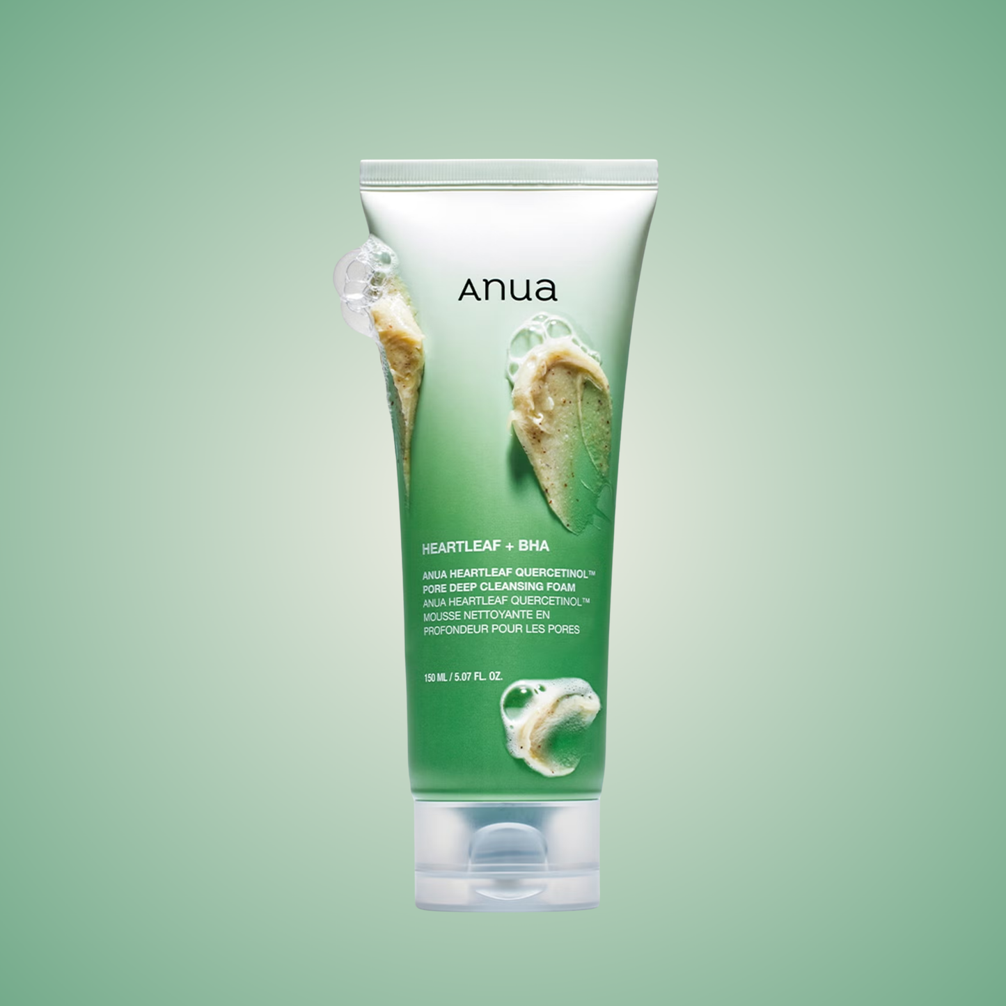 Anua Heartleaf Quercetinol Pore Deep Cleansing Foam 150ml – daily facial cleanser for pore purification and balance.