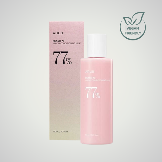 Anua Peach 77 Niacin Conditioning Milk – hydrating brightening toner lotion with vegan formula.