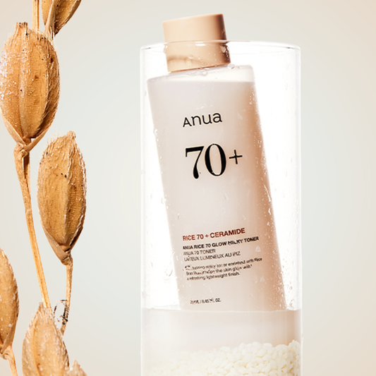 Anua Rice 70 Glow Milky Toner with rice and ceramide – restores skin barrier and smooths texture for radiant tone
