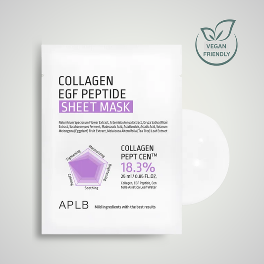 APLB Collagen EGF Peptide Sheet Mask 25ml – firming, smoothing, and deeply hydrating facial mask