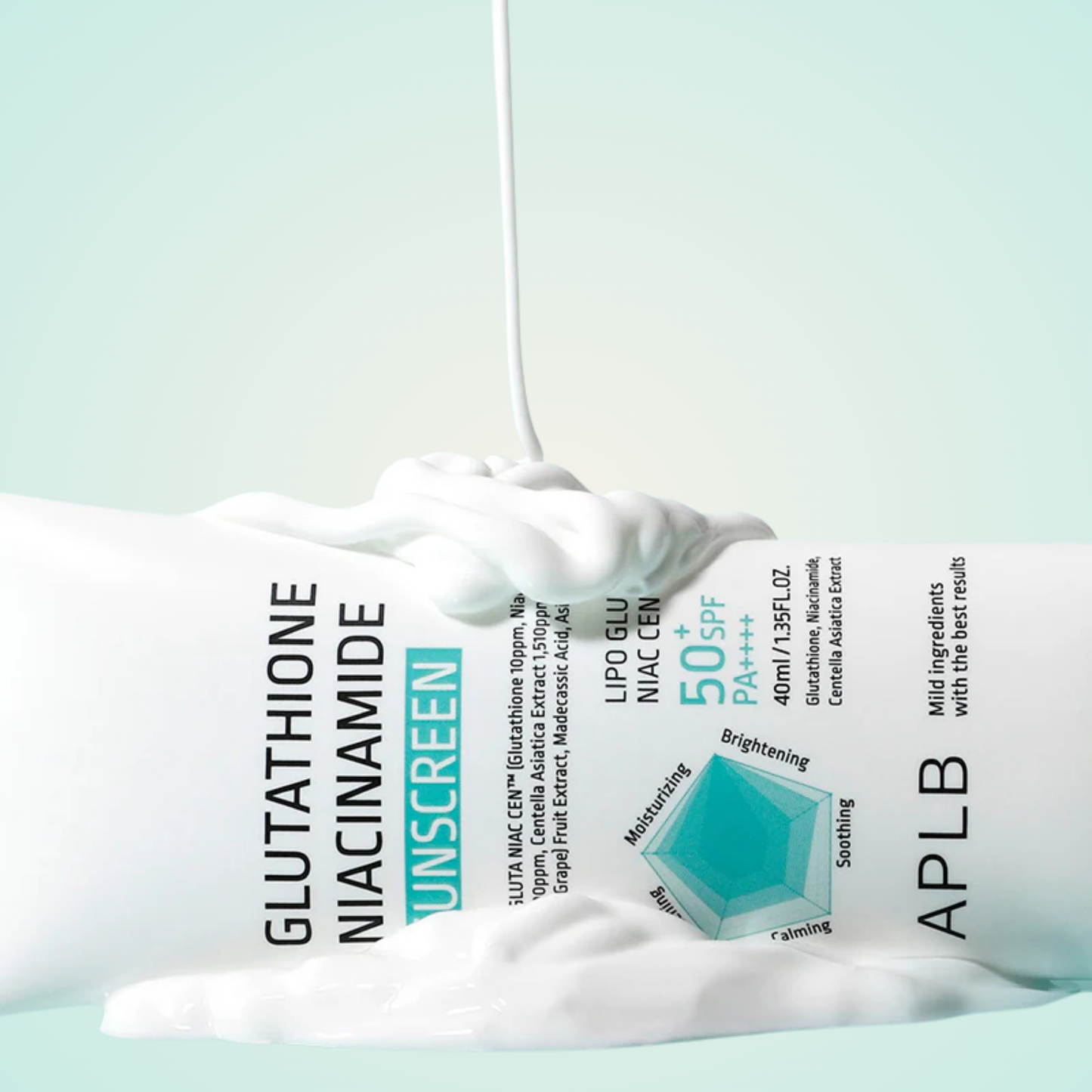 APLB Glutathione Niacinamide Sunscreen – infused with glutathione and niacinamide for even-toned, protected skin.