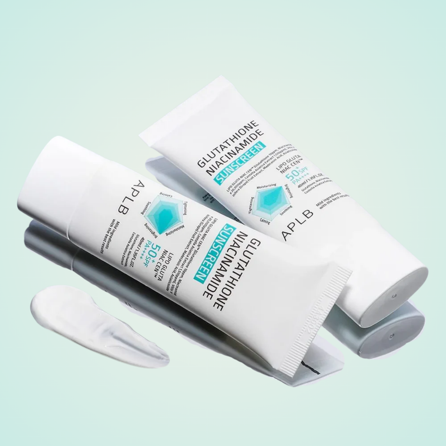 APLB Glutathione Niacinamide Sunscreen – compact 40ml tube, perfect for daily UV protection.