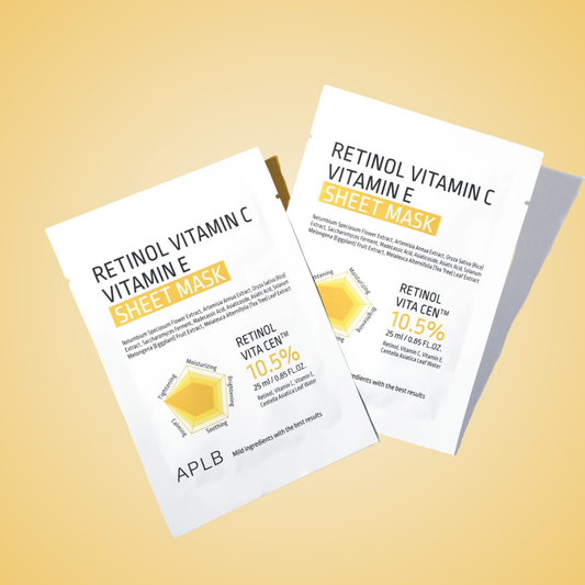 Set of APLB Retinol Vitamin C Sheet Masks – vegan-friendly anti-aging treatment with triple vitamins