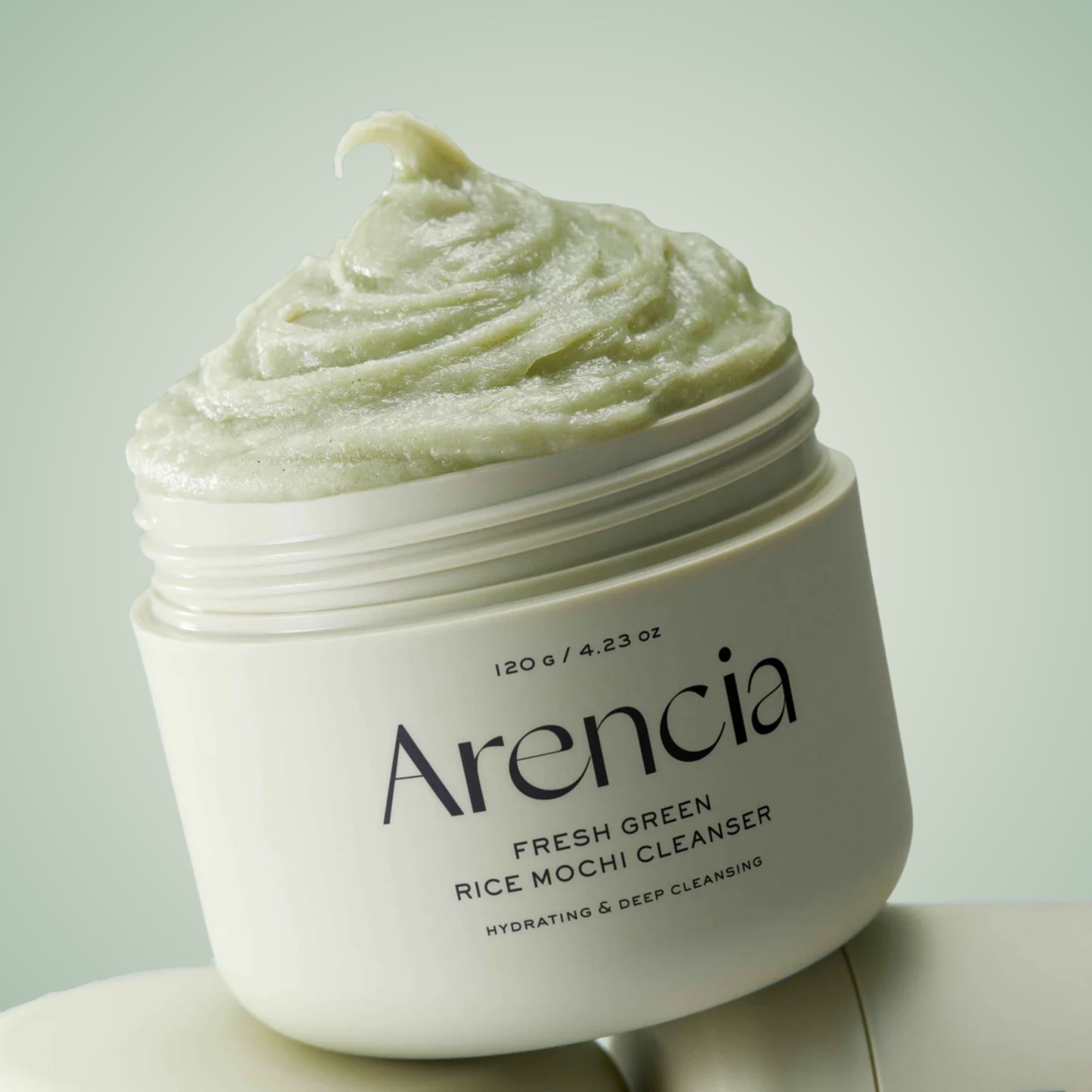 Soft whipped texture of Arencia Fresh Green Rice Mochi Cleanser