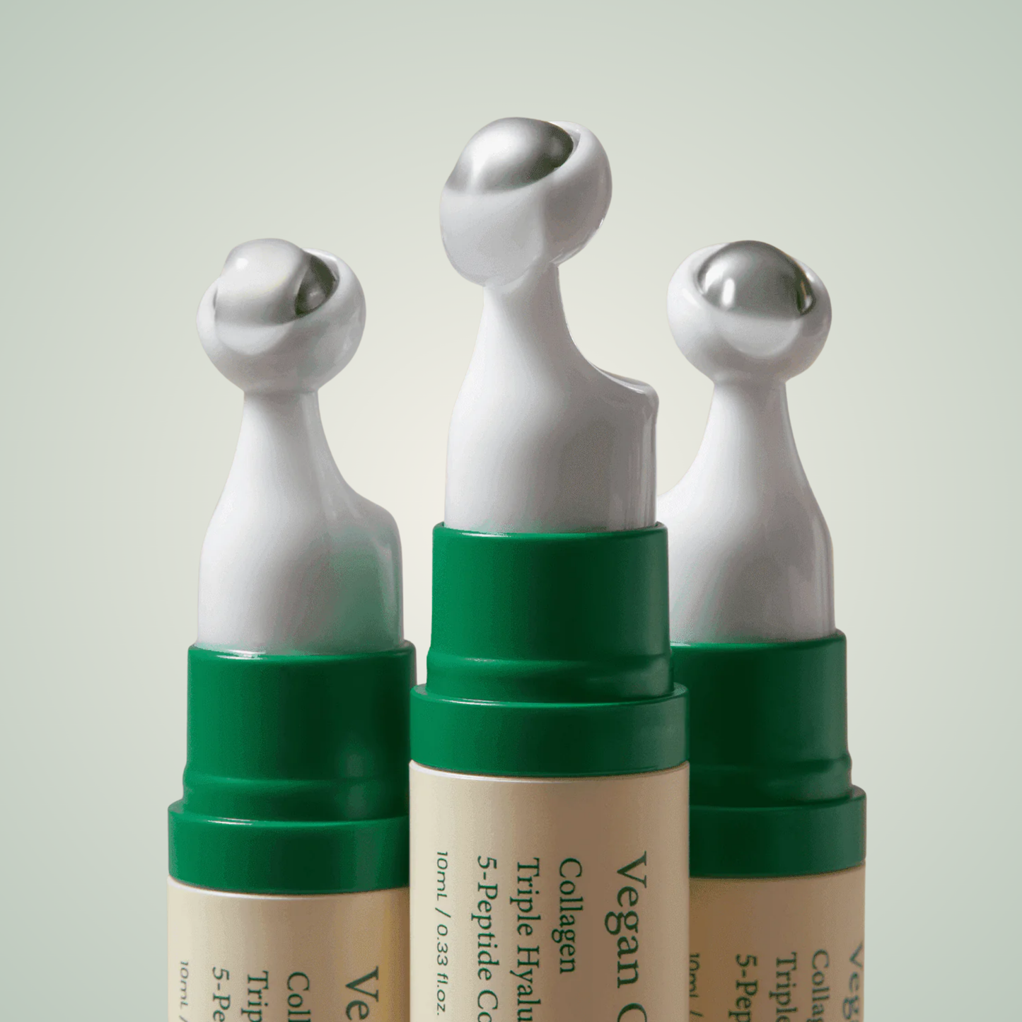 AXIS-Y Vegan Collagen Eye Serum triple rollerball tip for cooling and depuffing effect.