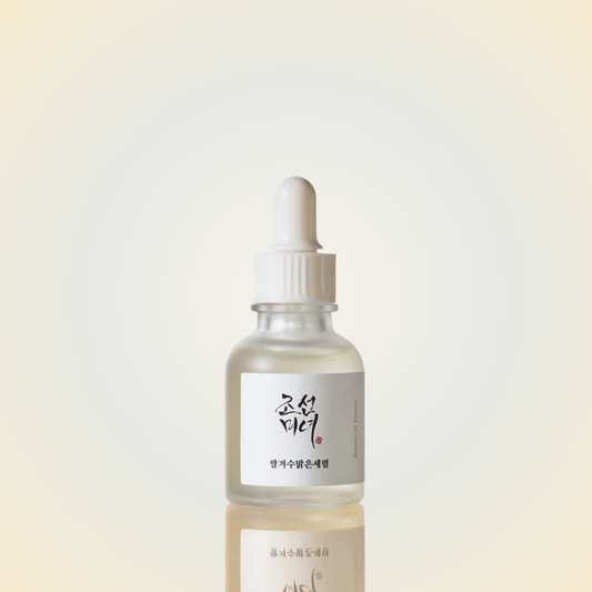 Elegant bottle of Beauty of Joseon Glow Deep Serum featuring rice extract and alpha arbutin