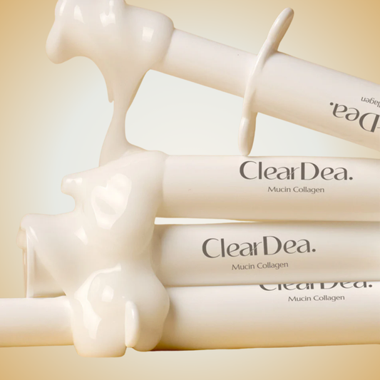 ClearDea Mucin Collagen Voluming Cream Ampoule – syringe-style ampoules for targeted skin elasticity boost.