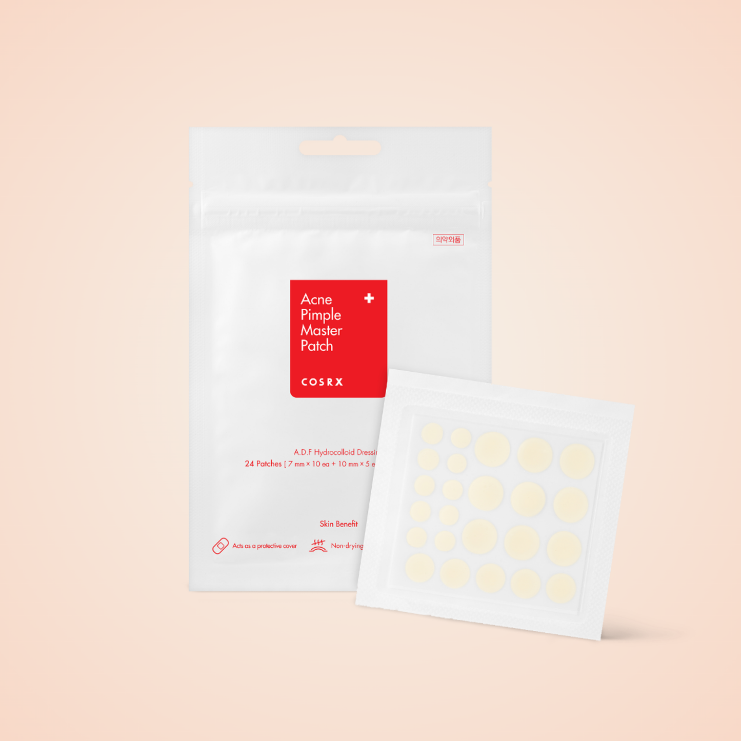 COSRX Acne Pimple Master Patch – 24 round patches in small, medium, and large sizes.