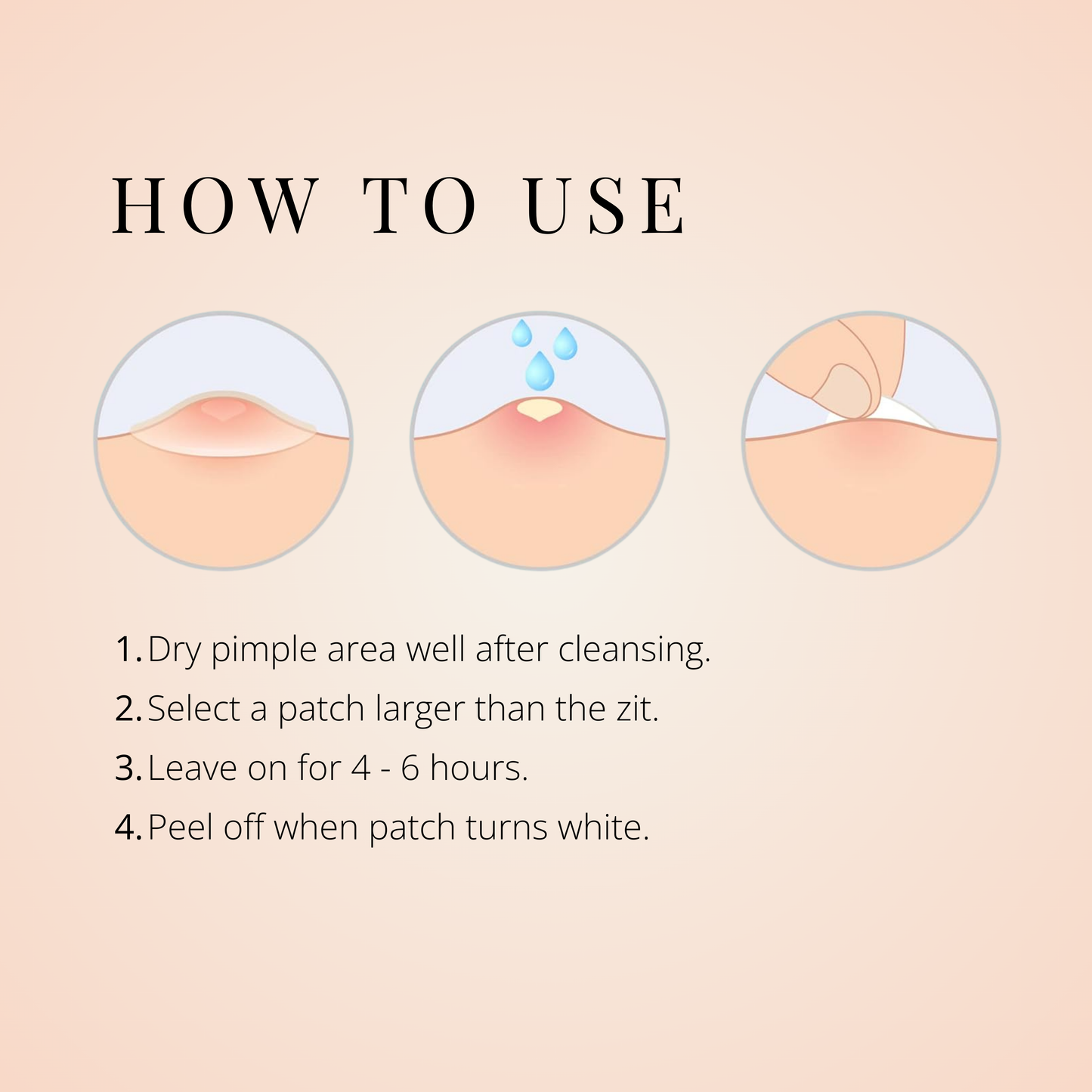 How to use COSRX Acne Pimple Master Patch – apply on cleansed skin, leave 4–6 hours until patch turns white.