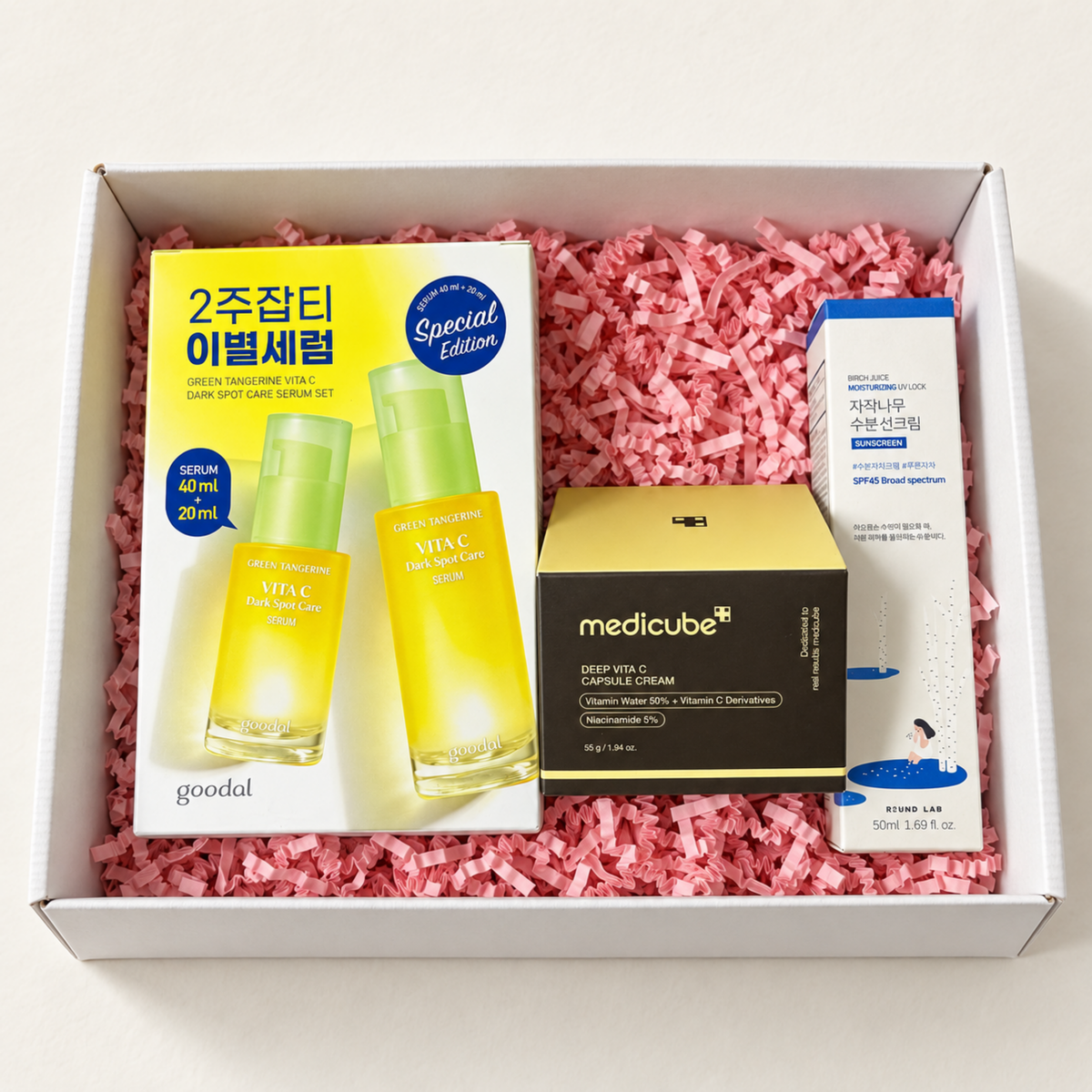 Holiday Glow Ritual Korean vitamin C skincare set with Goodal, medicube and ROUND LAB
