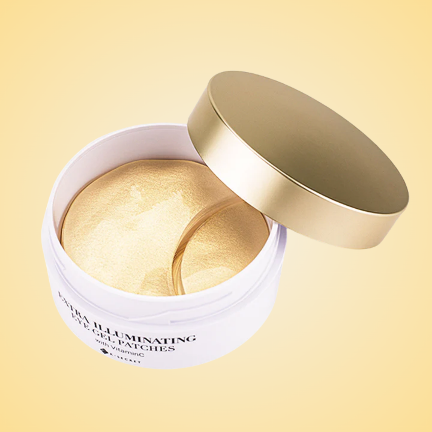 Open jar of KSECRET Illuminating Eye Patches – cooling and brightening eye care treatment
