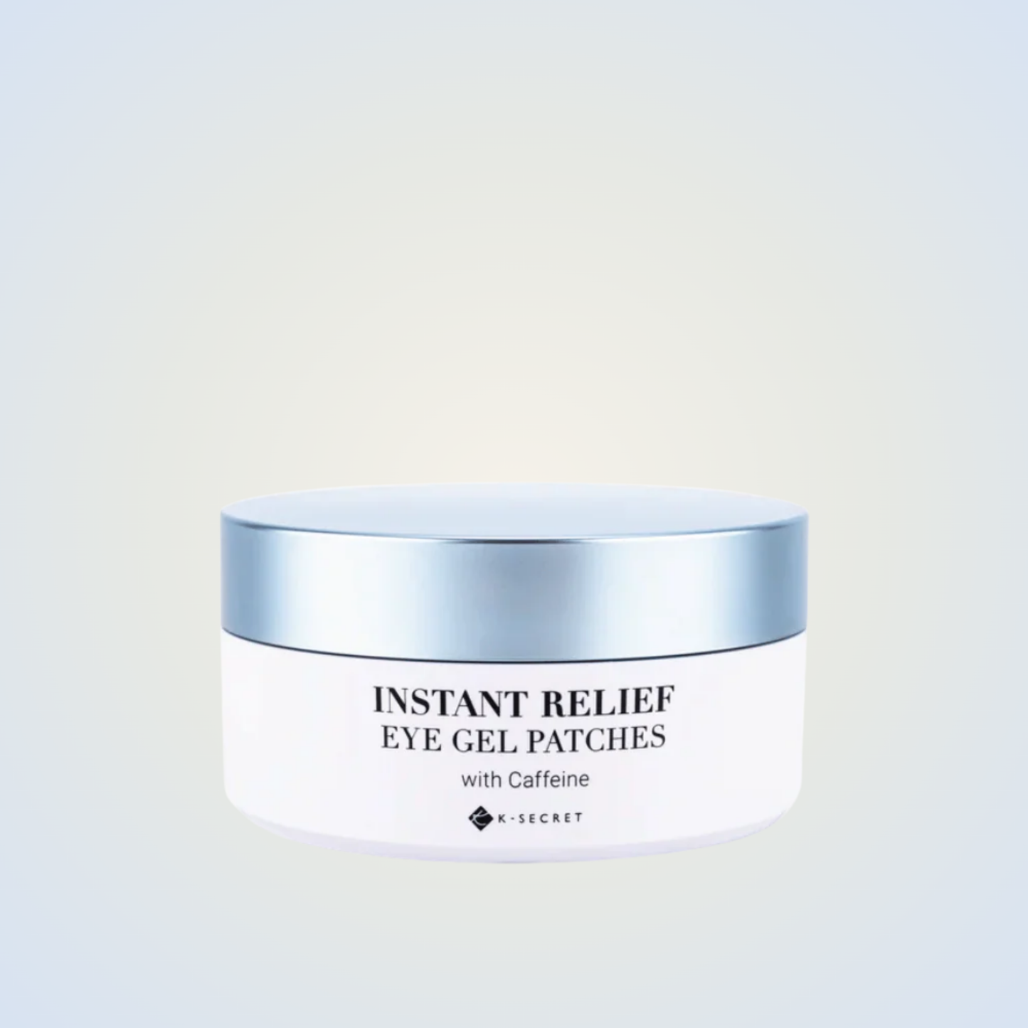 KSECRET eye gel patches in blue jar – refreshing caffeine hydrogel for under-eye fatigue