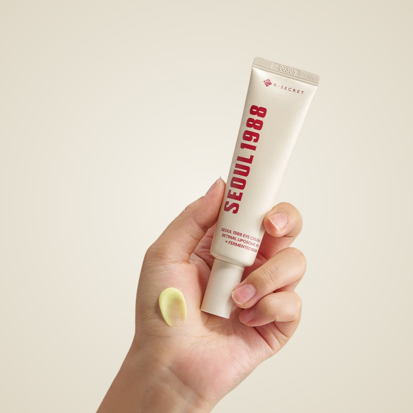 Applying KSECRET SEOUL 1988 Eye Cream – revitalizing eye treatment for fine lines and dullness