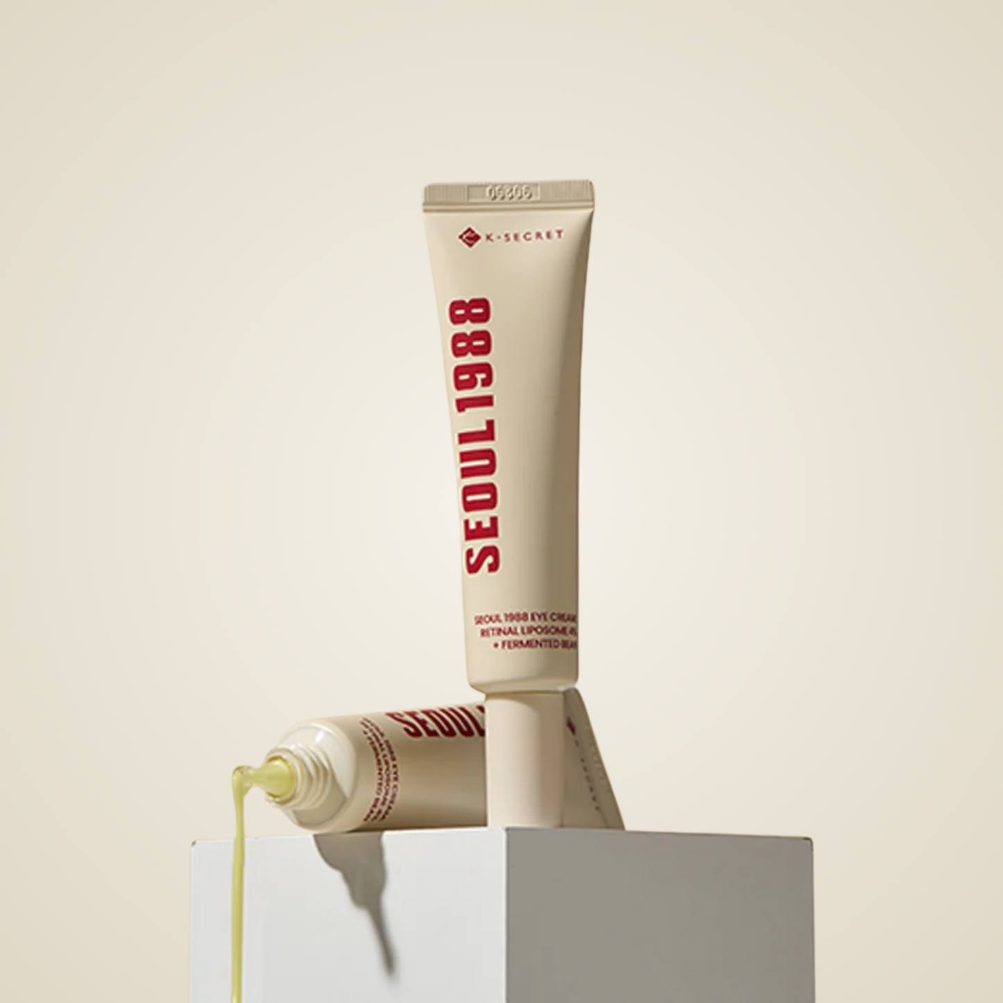 Open tube of KSECRET SEOUL 1988 Eye Cream – light yellow texture rich in retinal and peptides