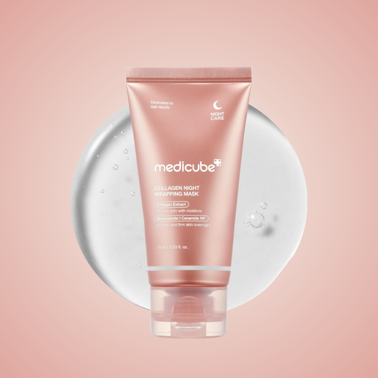 Medicube Collagen Night Wrapping Mask with cream texture – nourishing overnight mask for elasticity and hydration.