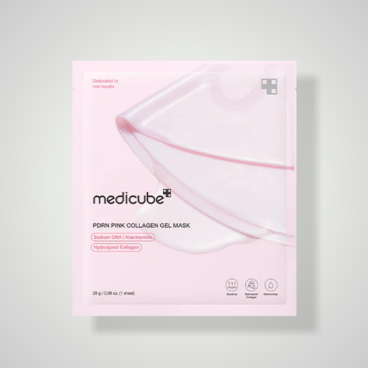 Medicube PDRN Pink Collagen Gel Mask 28g – hydrating collagen sheet mask for firm, glowing skin.