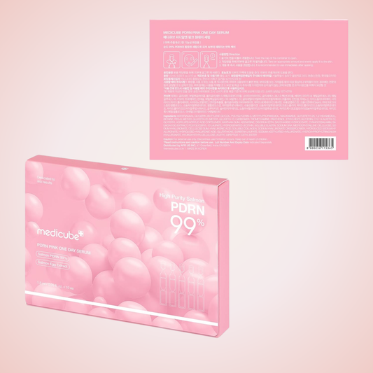 Medicube PDRN Pink One Day Serum box – instructions and ingredients for rejuvenating skincare