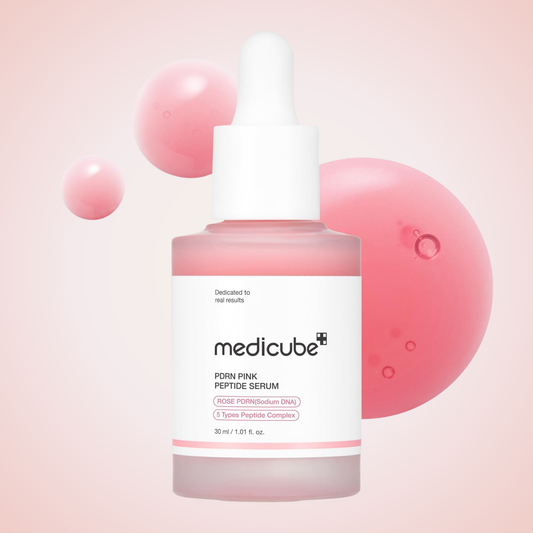 medicube PDRN Pink Peptide Serum – lightweight pink serum for elasticity and youthful glow.