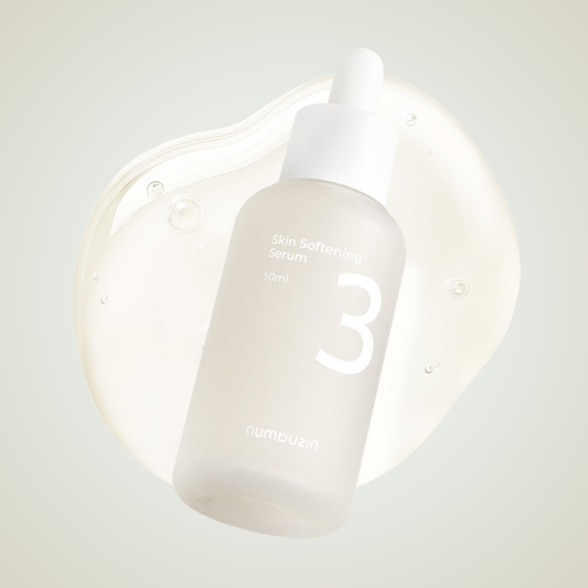 Numbuzin No.3 Skin Softening Serum bottle with light essence texture – gentle daily serum for radiance