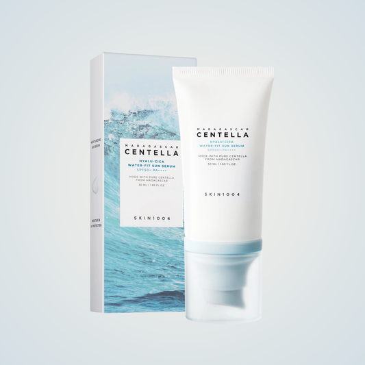 SKIN1004 Centella Hyalu-Cica Sun Serum – lightweight moisturizing sunscreen with centella and hyaluronic acid.