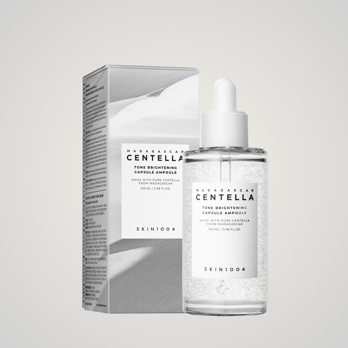 SKIN1004 Madagascar Centella Brightening Ampoule – 100ml serum with soothing centella and tone-evening actives.