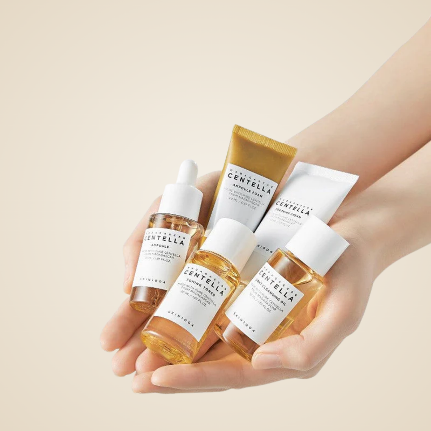 SKIN1004 Madagascar Centella Travel Kit – compact skincare minis perfect for travel and trial use.