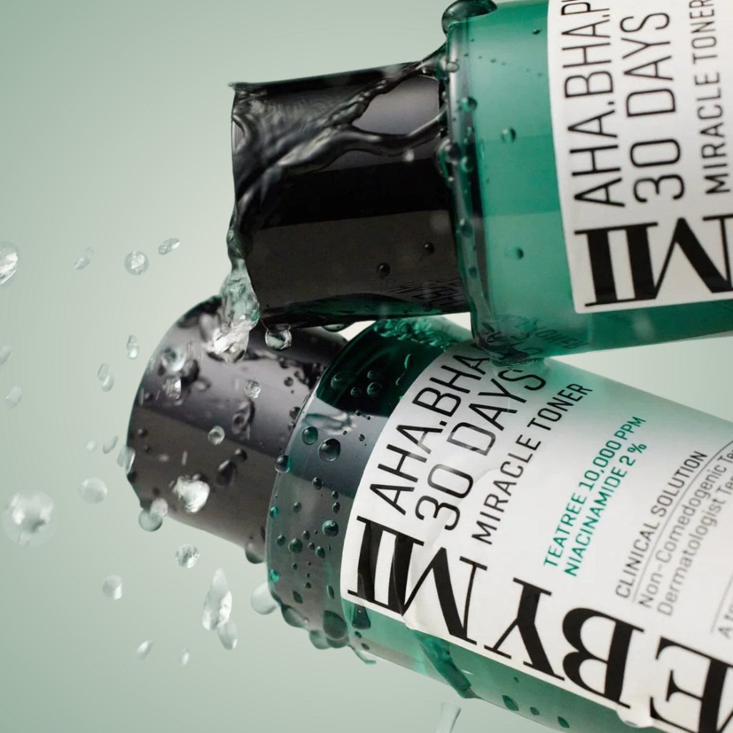 Water splash shot of SOME BY MI 30 Days Miracle Toner – hydrating, brightening, and pore-refining care