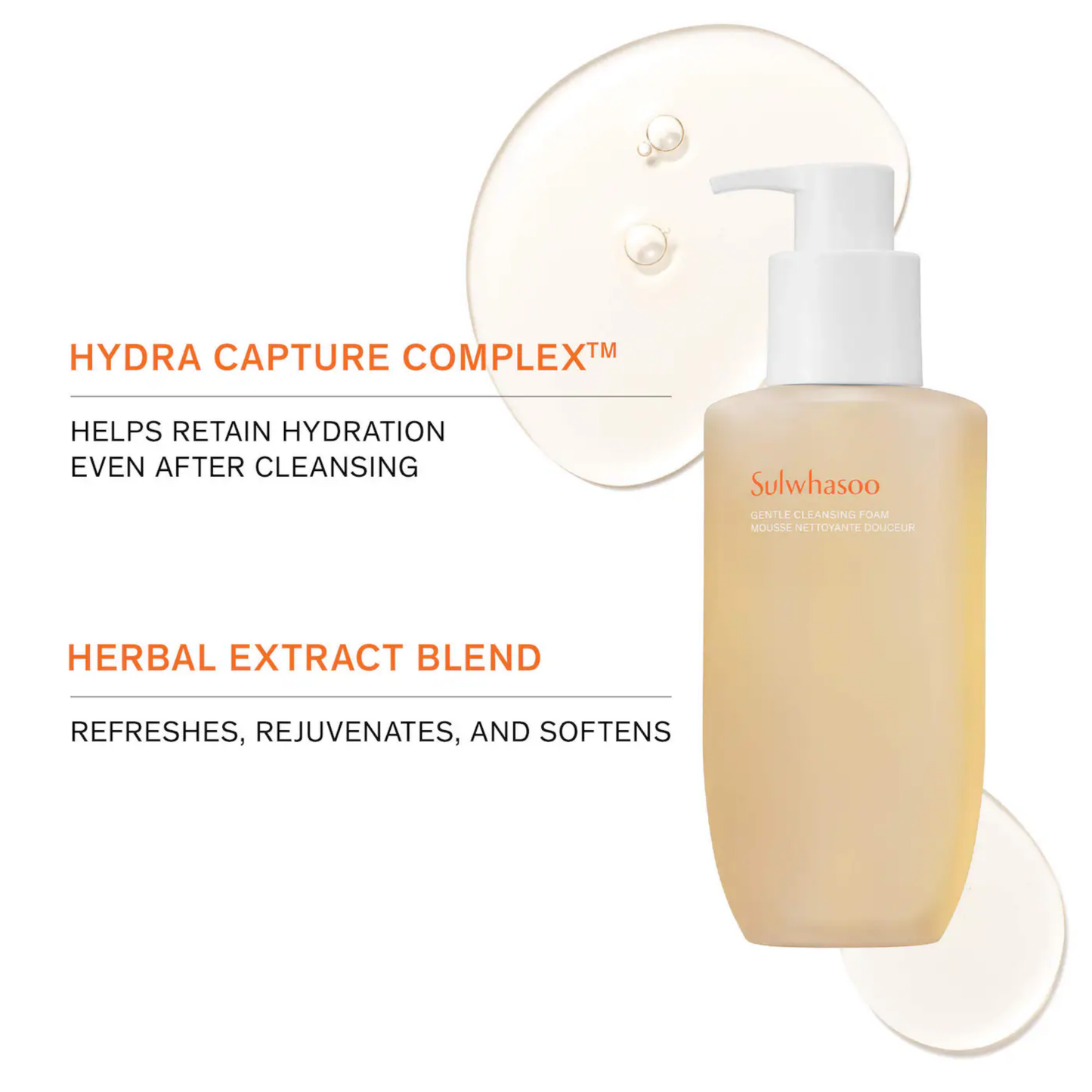 Sulwhasoo Gentle Cleansing Foam enriched with Hydra Capture Complex™ and herbal extracts for smooth, supple skin