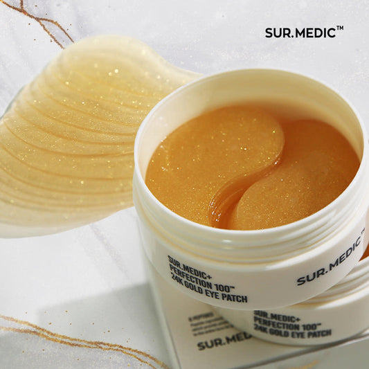 SUR.MEDIC+ 24K Gold hydrogel eye patches in jar brightening under eye mask