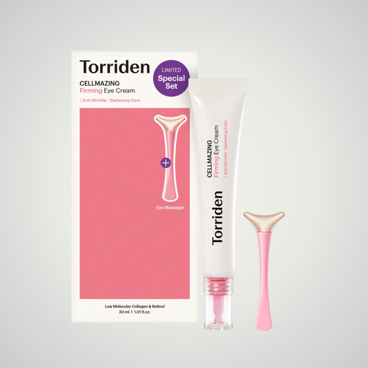 Torriden Cellmazing Firming Eye Cream with free eye massager set.