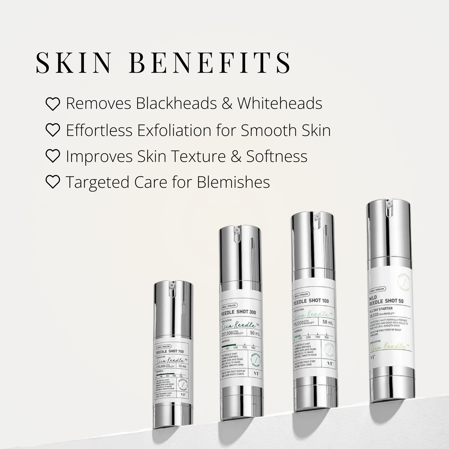 VT Reedle Shot benefits – removes blackheads, exfoliates, and smooths skin for improved clarity.