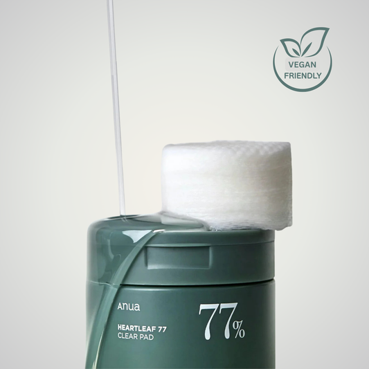 Anua Heartleaf 77 Clear Pad 160ml – vegan friendly toner pads with heartleaf extract for soothing and gentle exfoliation.