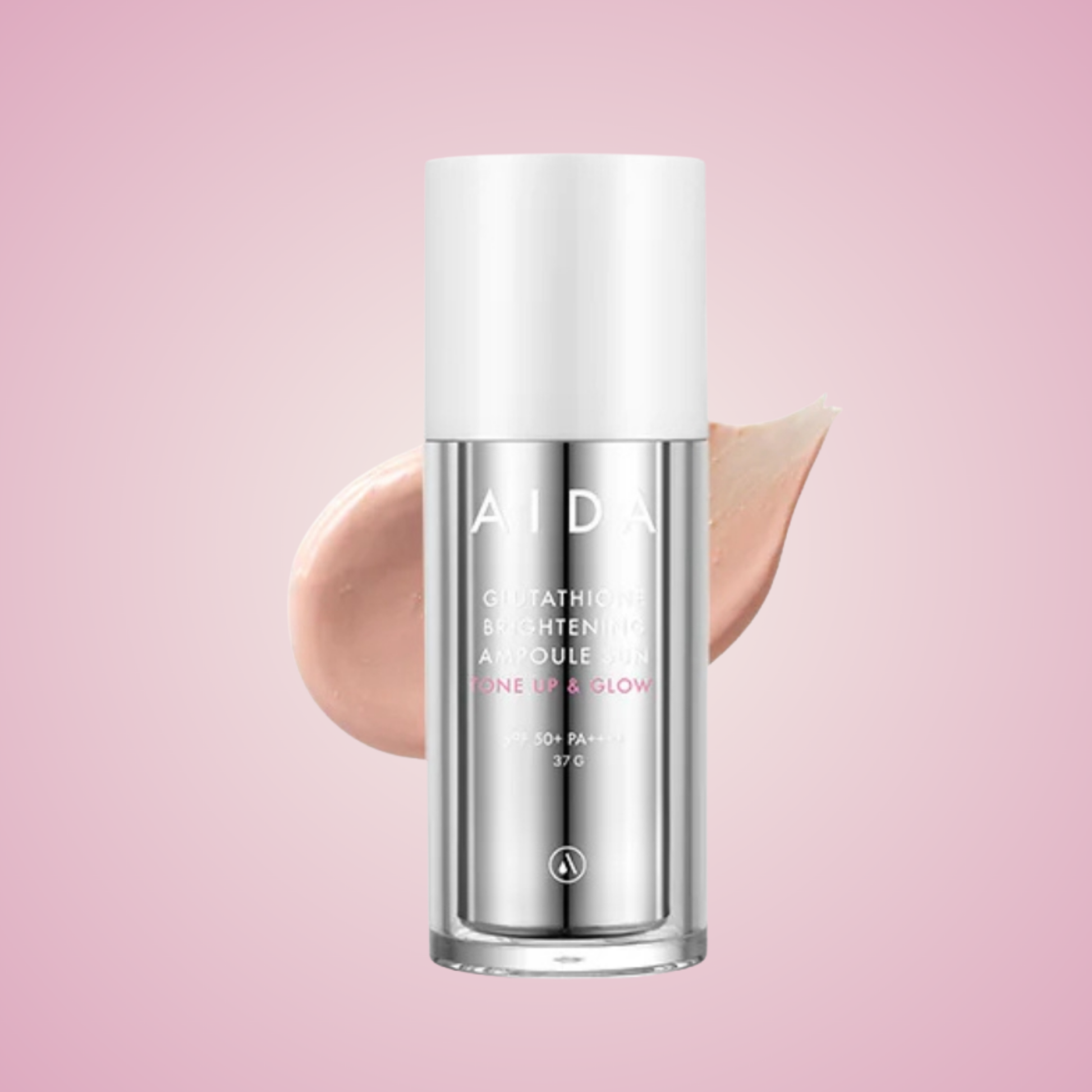 AIDA Glutathione Brightening Ampoule Sun with creamy pink texture – glowy brightening sunscreen