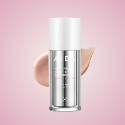 AIDA Glutathione Brightening Ampoule Sun with creamy pink texture – glowy brightening sunscreen