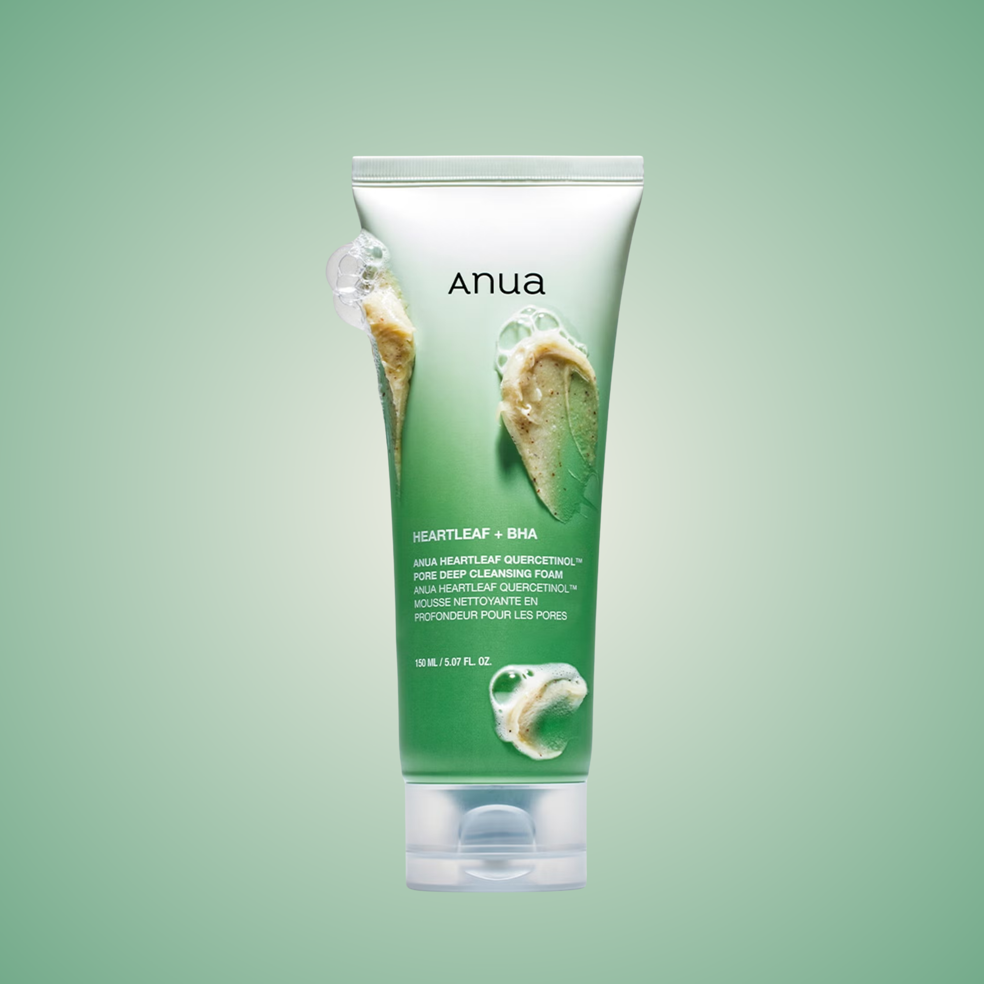 Anua Heartleaf Quercetinol Pore Deep Cleansing Foam 150ml – daily facial cleanser for pore purification and balance.