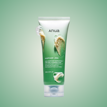 Anua Heartleaf Quercetinol Pore Deep Cleansing Foam 150ml – daily facial cleanser for pore purification and balance.
