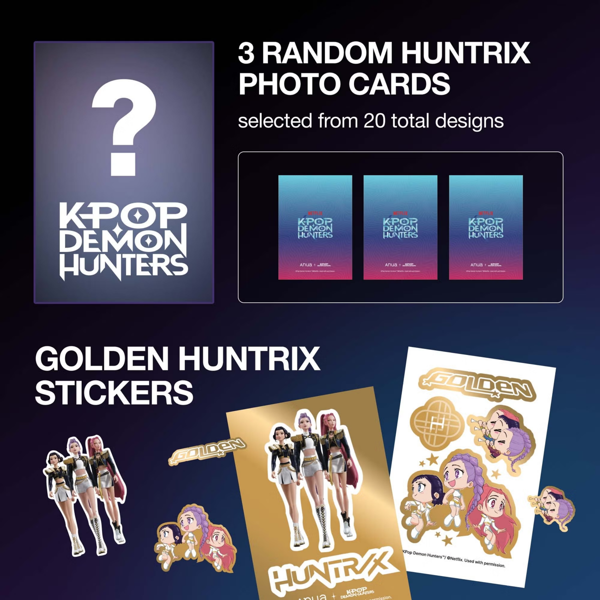 Anua Kpop Demon Hunters Korean skincare gift set with mini skincare and photocards