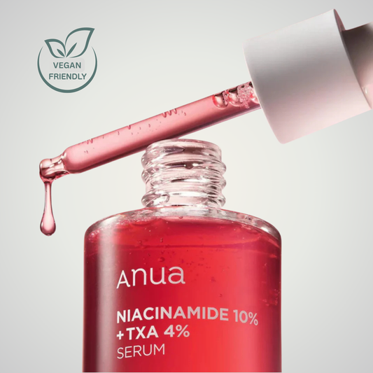 Anua Niacinamide 10% + TXA 4% Serum 30ml – vegan friendly brightening serum with tranexamic acid for clear, even skin.