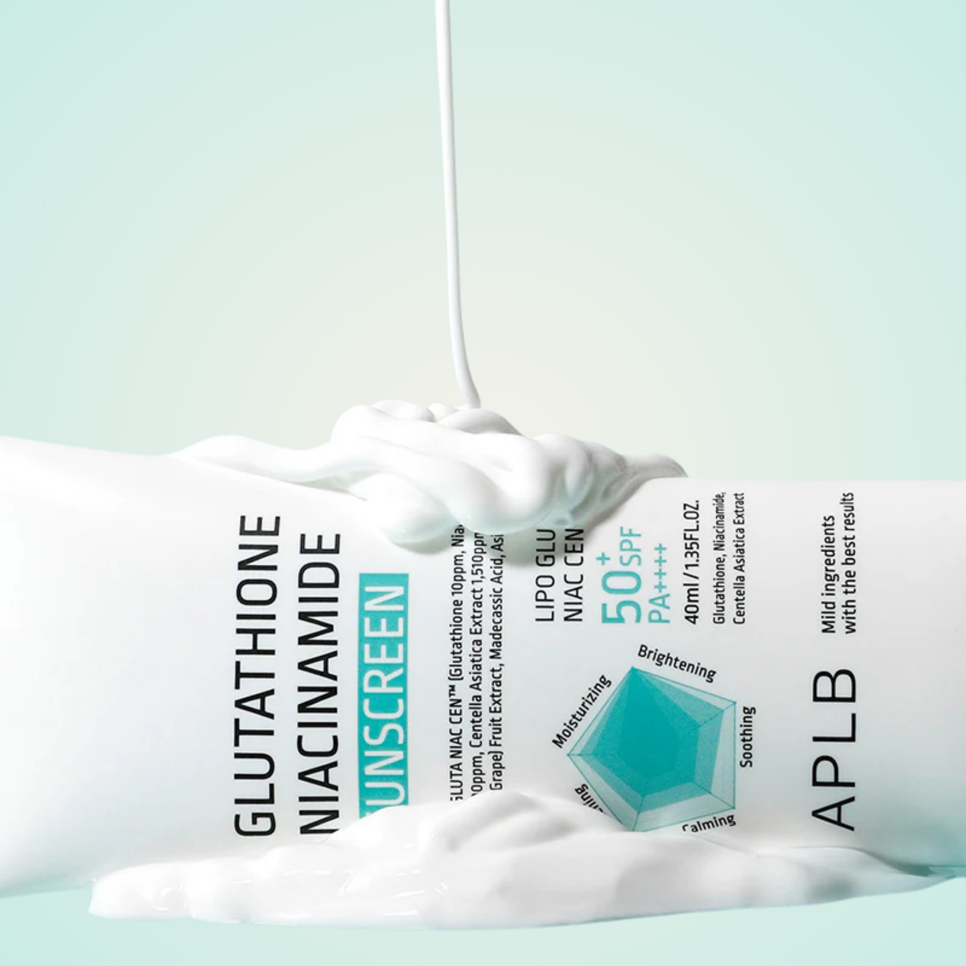 APLB Glutathione Niacinamide Sunscreen – infused with glutathione and niacinamide for even-toned, protected skin.