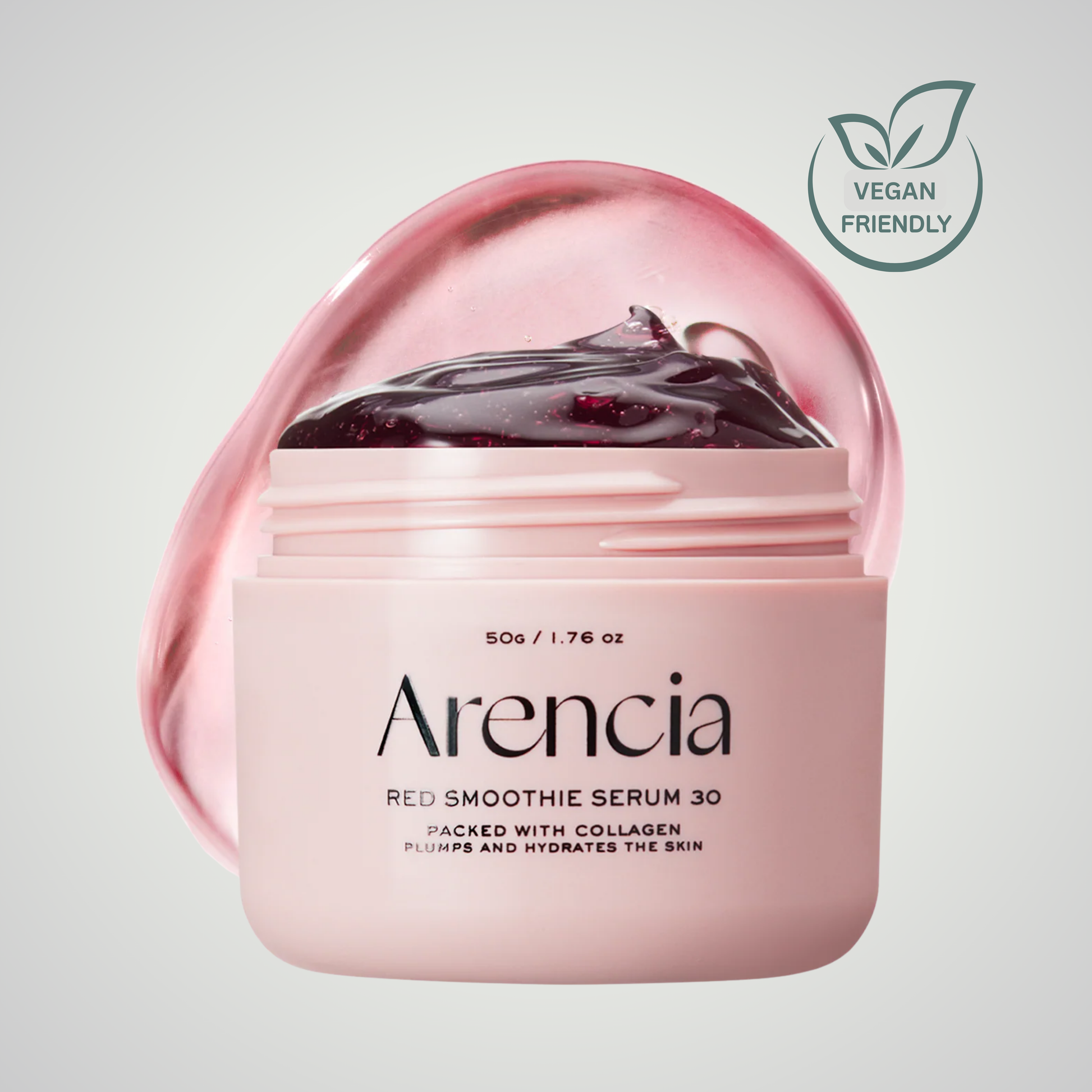 Arencia Fresh Red Smoothie Serum 30 50 g – vegan collagen gel serum that plumps and hydrates dull skin