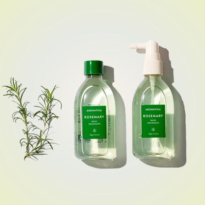 Two bottles of Aromatica Rosemary Root Enhancer – nourishing and balancing scalp treatment