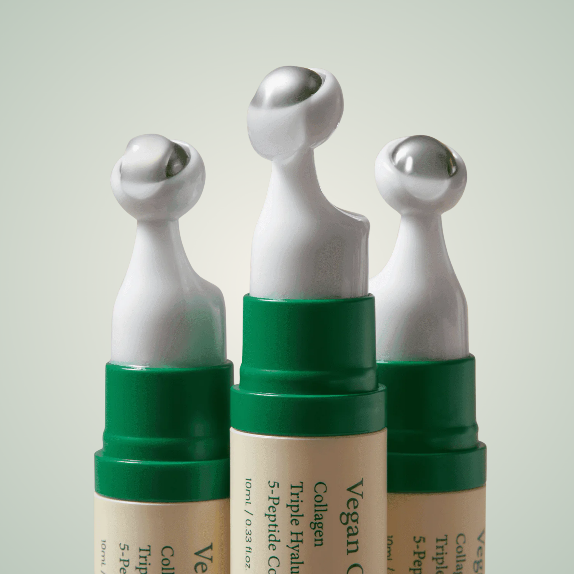 AXIS-Y Vegan Collagen Eye Serum triple rollerball tip for cooling and depuffing effect.