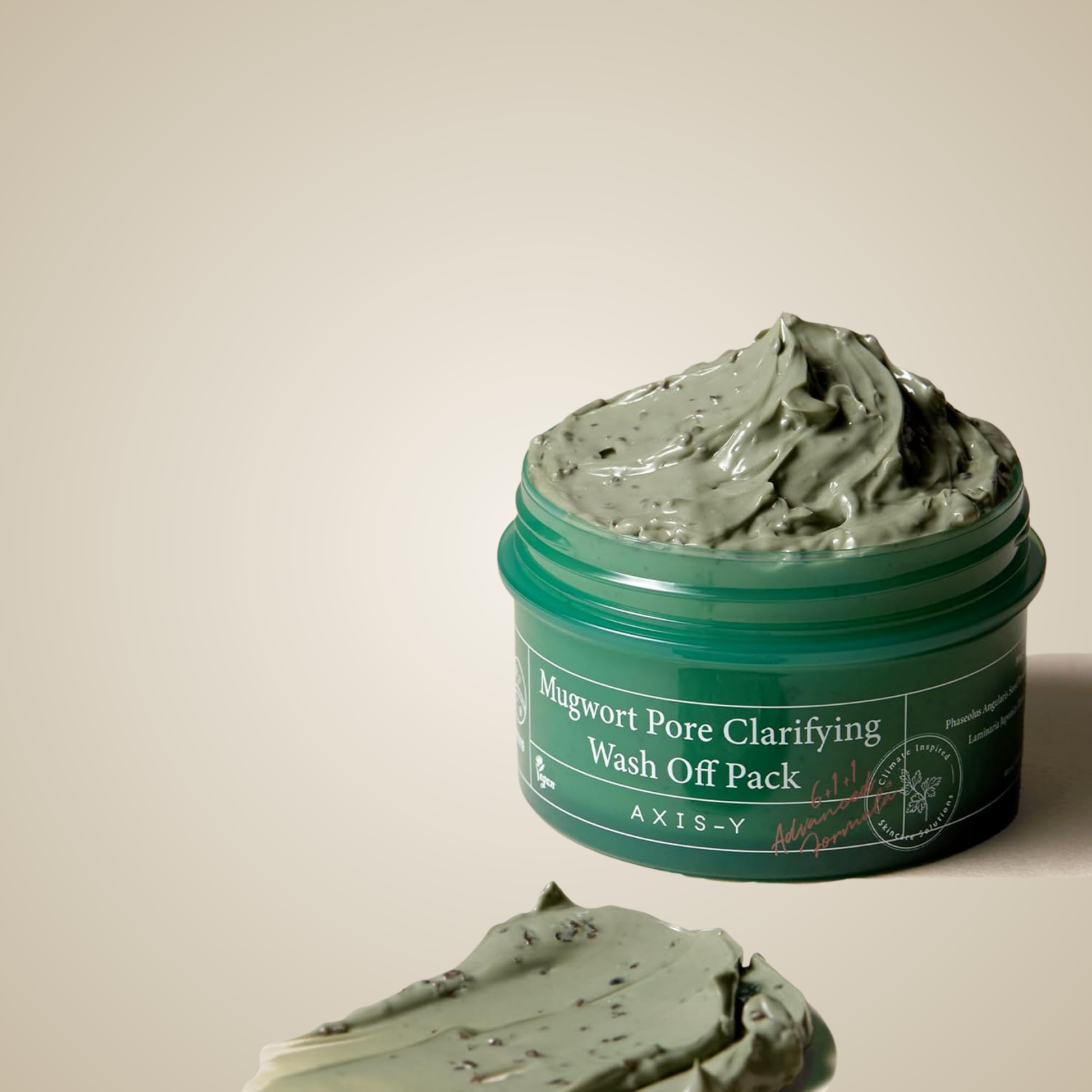 Open jar of AXIS-Y Mugwort Pore Clarifying Wash Off Pack