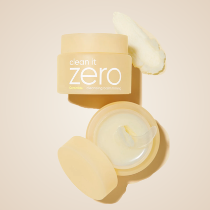 Flatlay of Banila Co Clean It Zero Ceramide Cleansing Balm with flowers – nourishing, gentle makeup remover