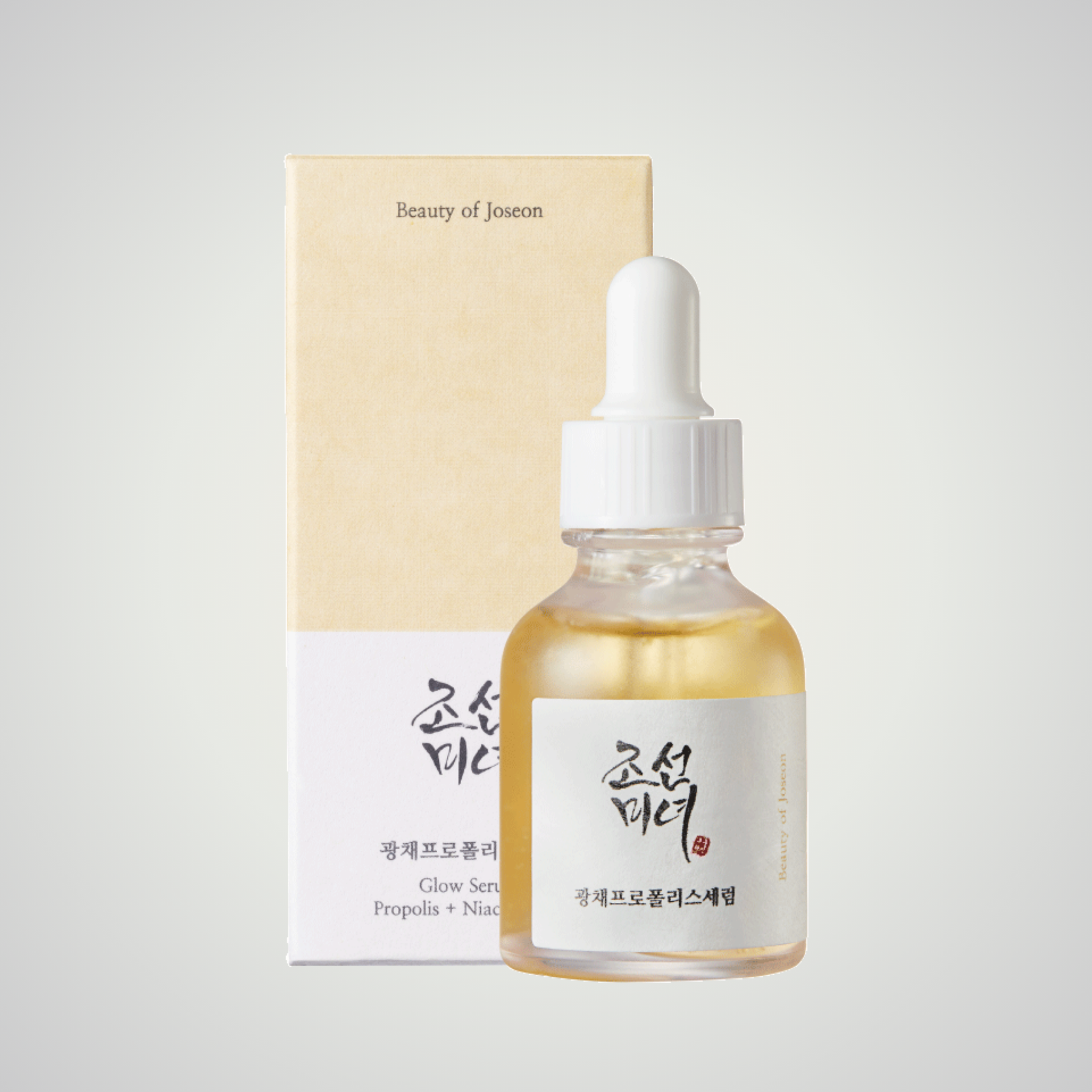 Beauty of Joseon Glow Serum 30ml with serum texture – propolis and niacinamide formula for radiant, calm skin.