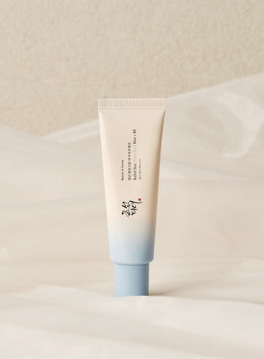 Beauty of Joseon Relief Sun Aqua-Fresh Rice + B5 SPF50+ sunscreen tube standing upright