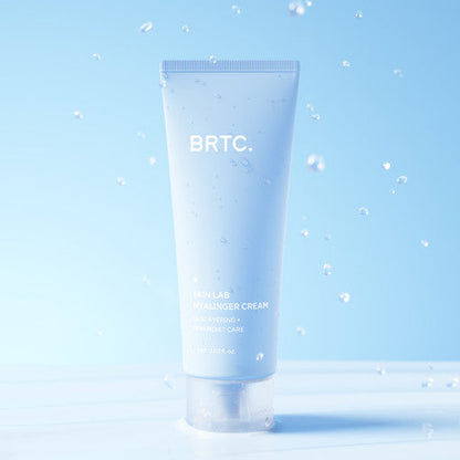 Applying BRTC Skin Lab Hyalinger Cream for deep hydration and firmness