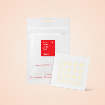 COSRX Acne Pimple Master Patch – 24 round patches in small, medium, and large sizes.